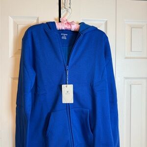 Blue Girls Kids Jacket by Bienzoe‎ with knit gloves